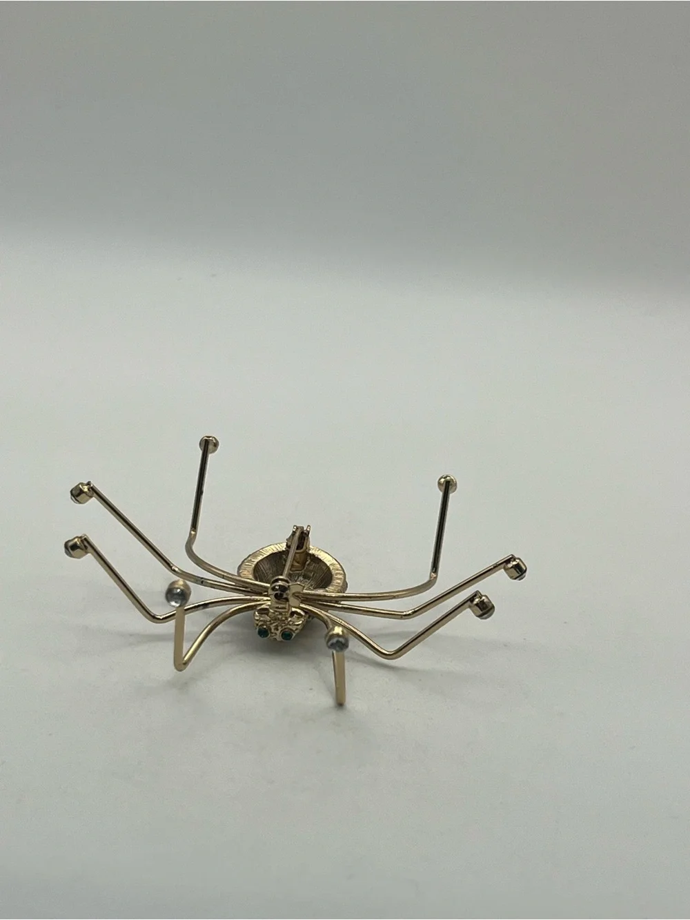 Spider insect gold tone clear rhinestone brooch pin